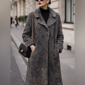 Vintage Persian Lamb Astrakhan Coat Gray Curly Fur Size M